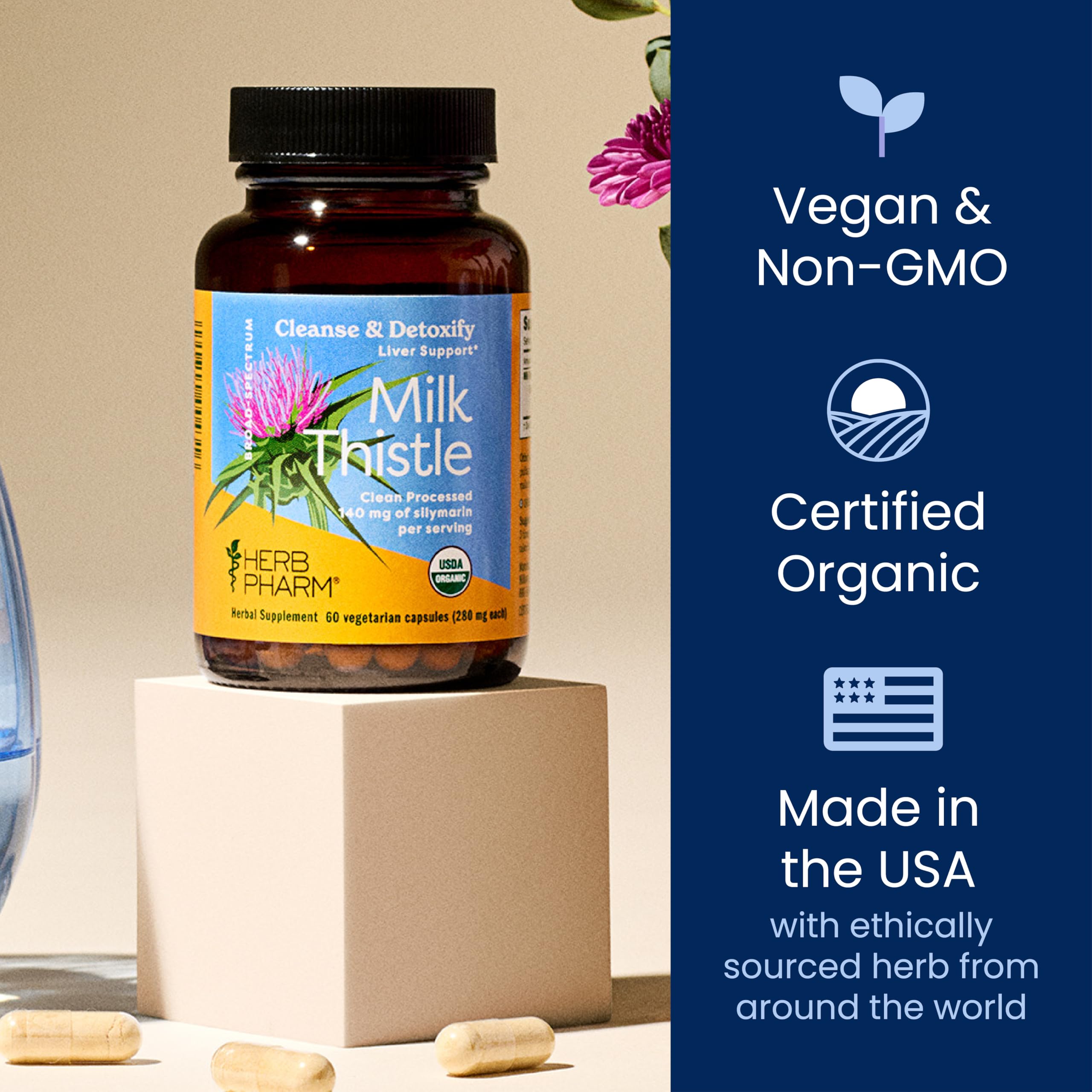 Herb Pharm farm origin visuals showcase organic, bee-friendly farming.