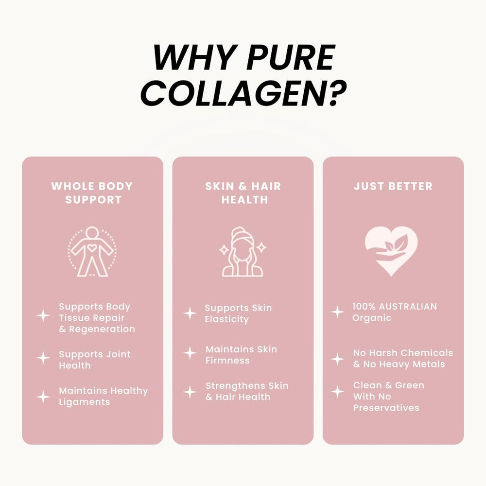 Organic Collagen Australia packaging strawberry capsules on desk indicates simple one-pill use.
