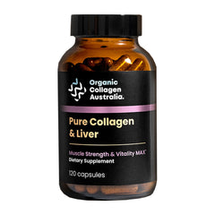 Organic Collagen Australia bottle and capsules for daily vitality