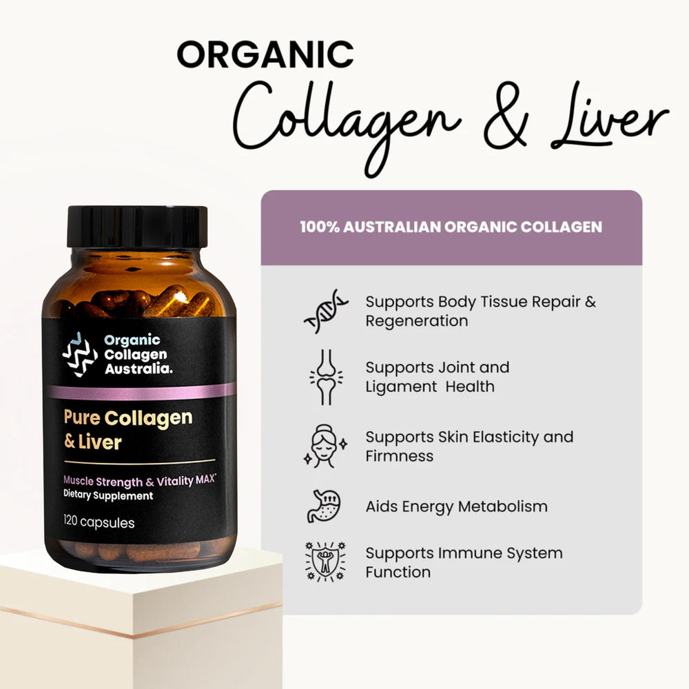 Organic Collagen Australia product label highlighting grass-fed ingredients