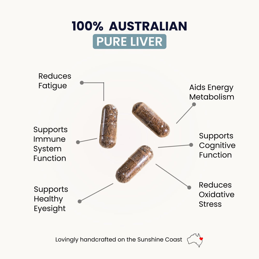 Organic Collagen Australia liver capsules serving size on bottle.