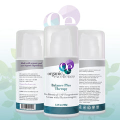 Organic Excellence Balance Plus Therapy box packaging showcases the product.