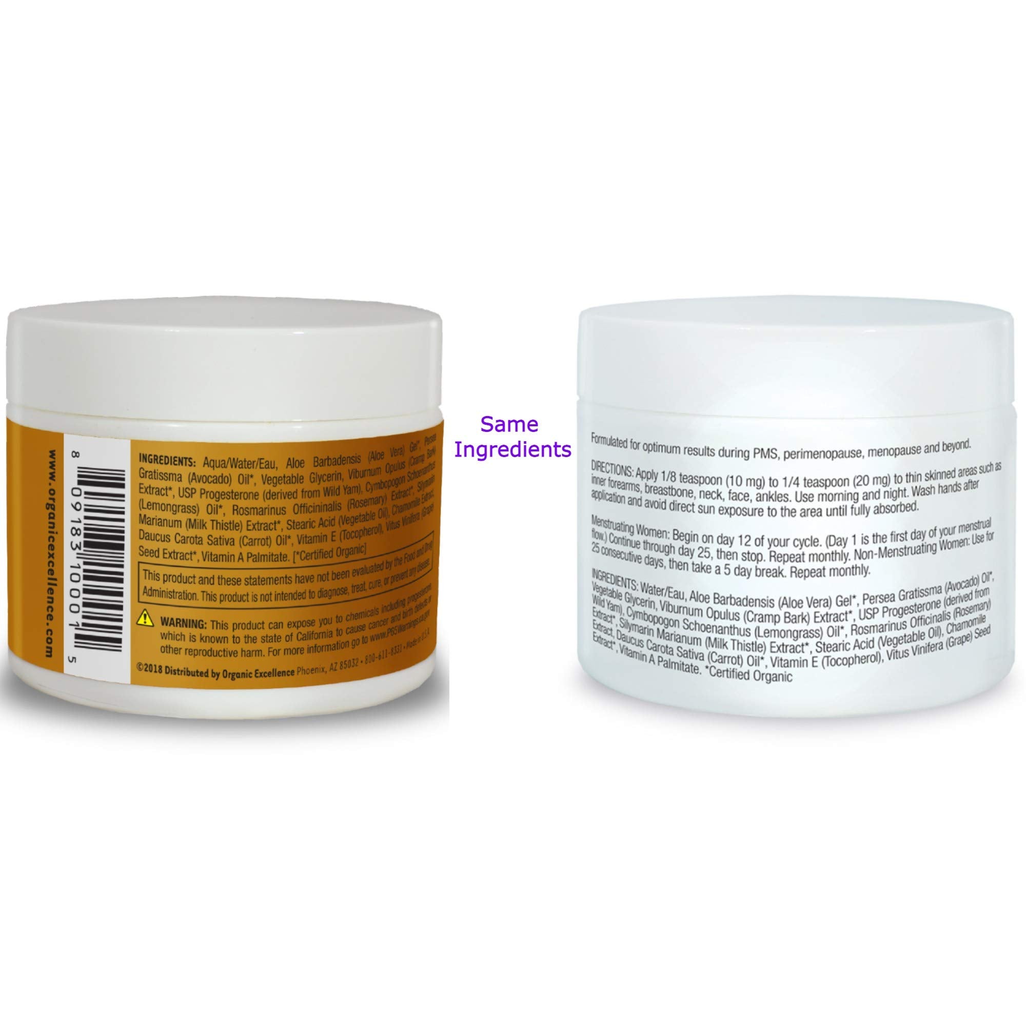 Organic Excellence progesterone cream texture close-up showing smooth consistency.