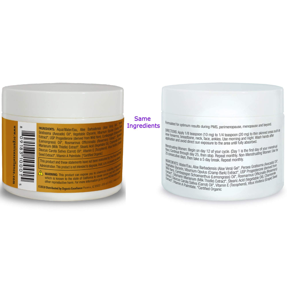 Organic Excellence progesterone cream texture close-up showing smooth consistency.