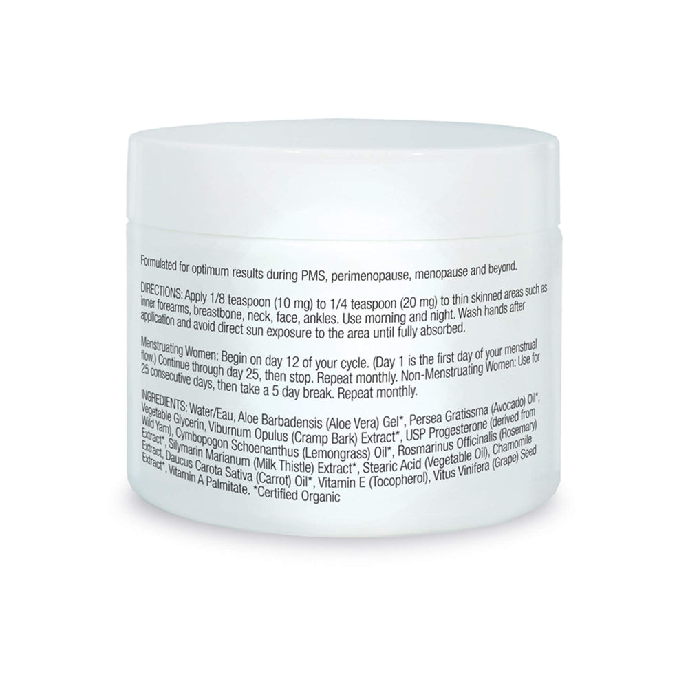 Organic Excellence progesterone cream application scene for daily self-care.