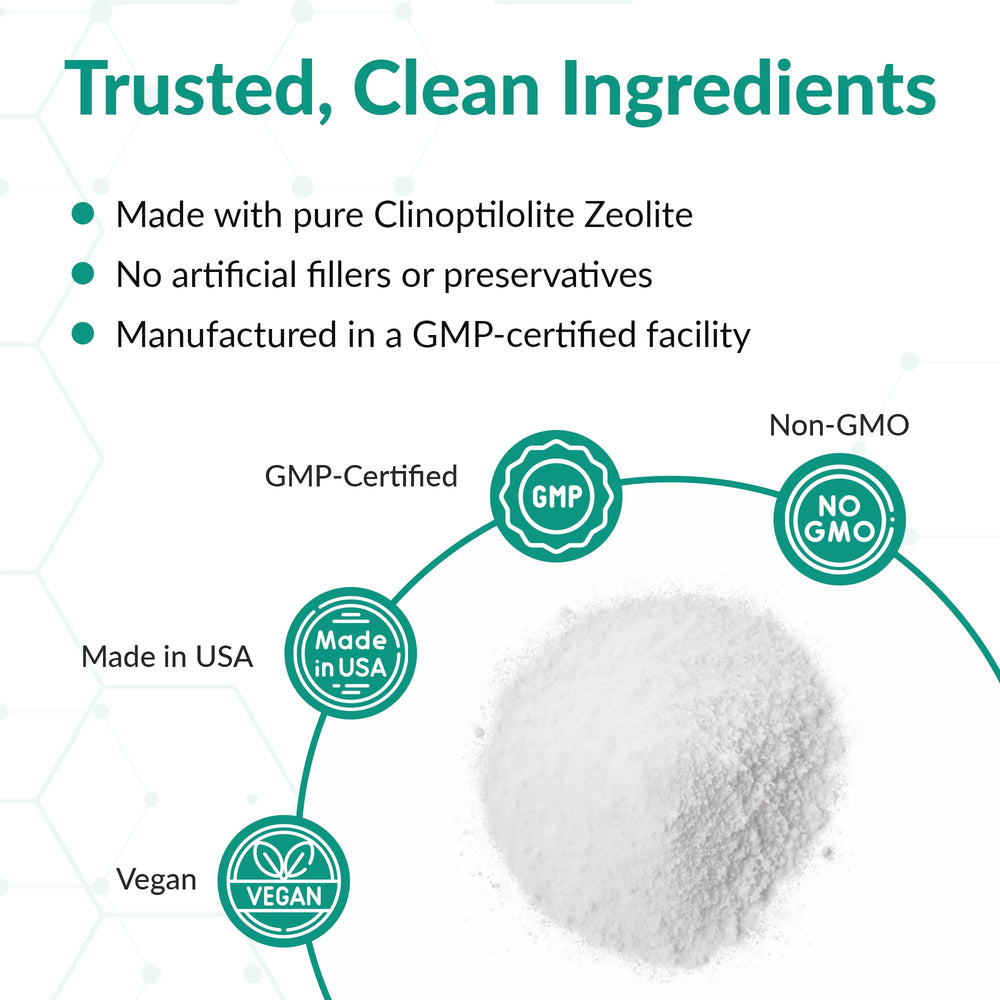 Organic Excellence Zeolite Clinoptilolite powder pour supports healthy routine.