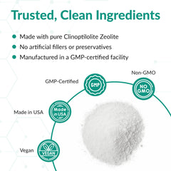 Organic Excellence Zeolite Clinoptilolite powder pour supports healthy routine.