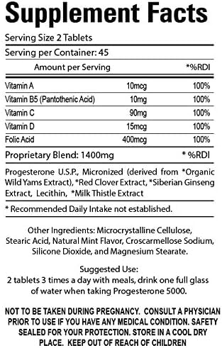 Organic Farms Vitamins Progesterone 360 tablets pack shown for easy daily use.