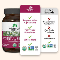 Organic India Essential Female tablets on a desk for daily wellness