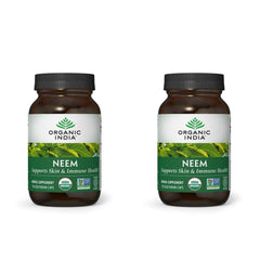 Organic India Neem capsules bottle showing daily skin and immune support potential.