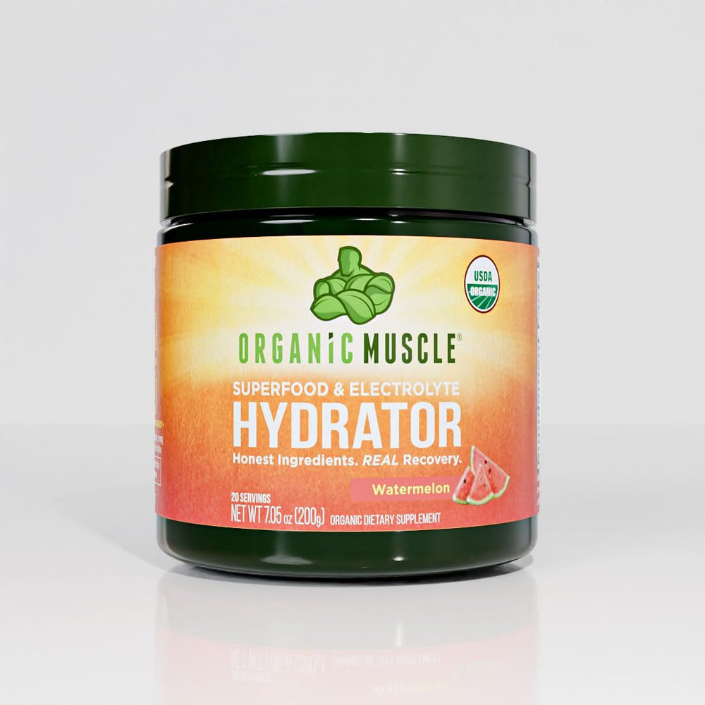 Watermelon flavor Organic Muscle Hydrator ready to mix after workouts.