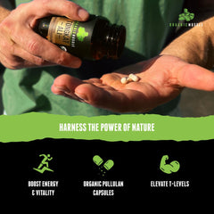 Organic Muscle Tongkat Ali label detail showing 500mg per serving.