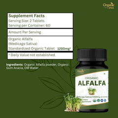 Organic Spree Alfalfa nutrition label—vitamins and minerals listed for balanced support.
