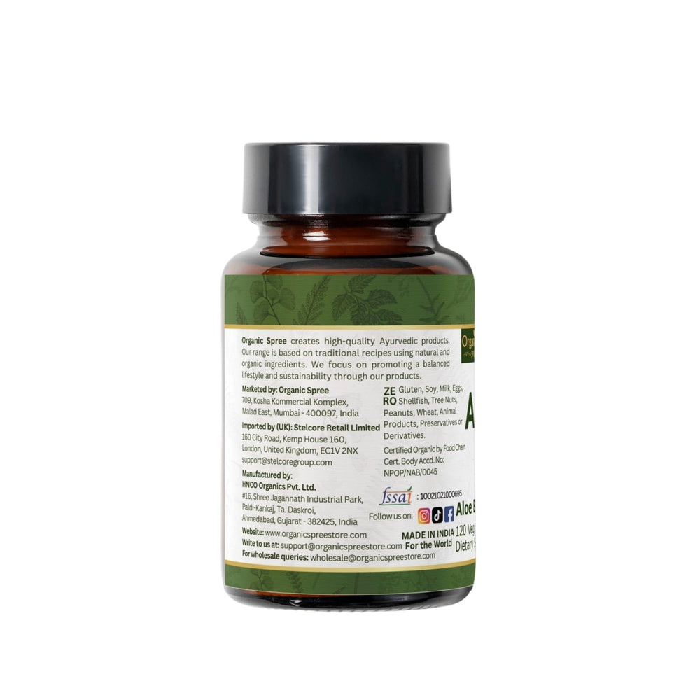 Organic Spree Aloe Vera Tablets digestion-use closeup showcases potential digestive support