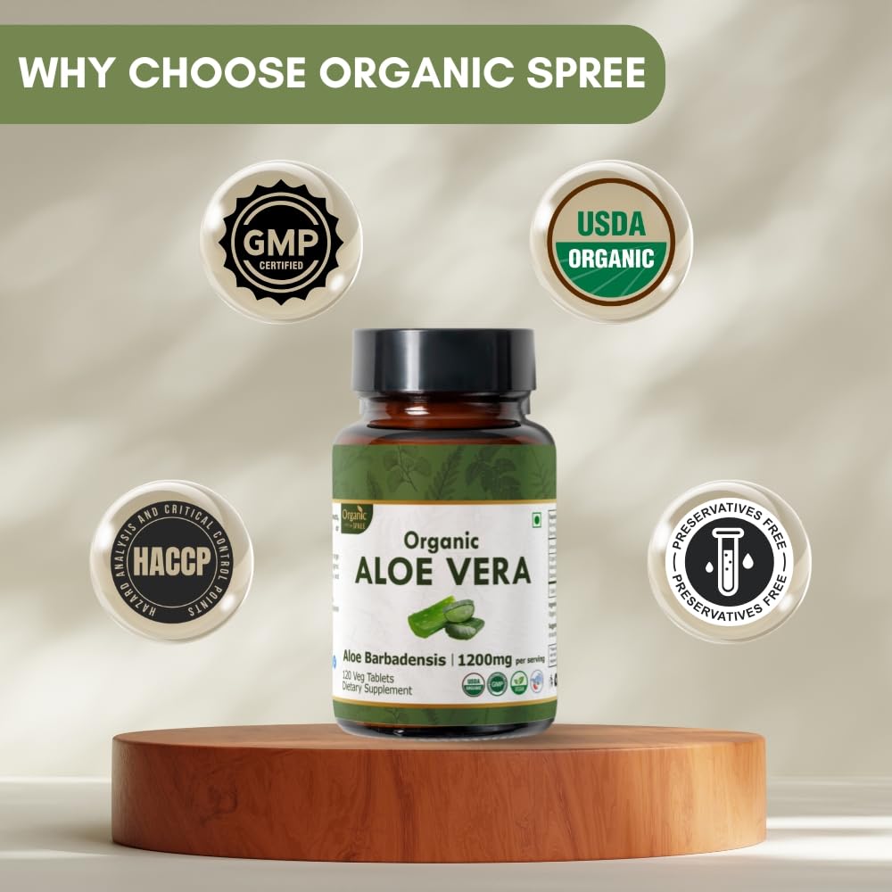 Organic Spree Aloe Vera Tablets GMP facility illustration communicates quality control