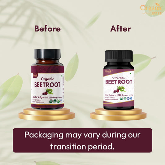 Organic Spree Beetroot Tablets bottle close-up highlights vegan-friendly formula.