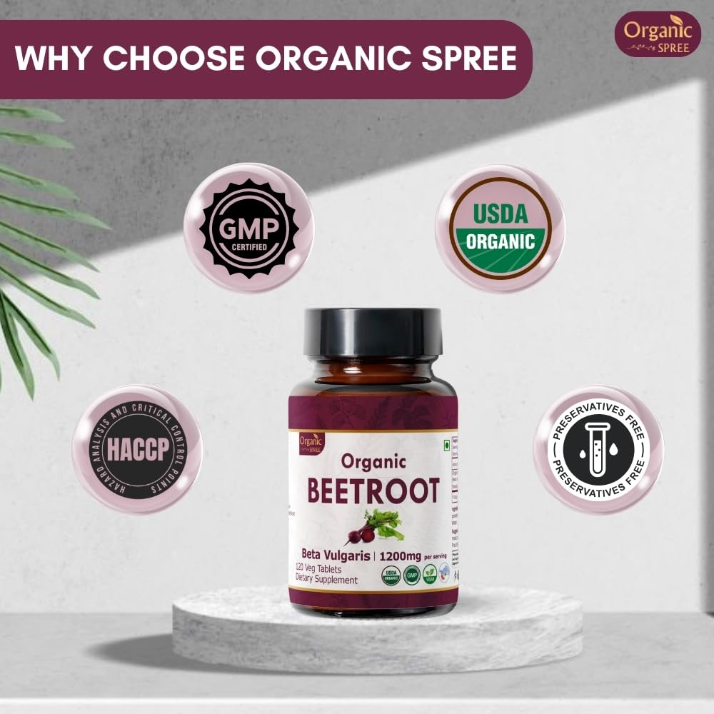 Triple-pack Organic Spree Beetroot Tablets showing a convenient pack of 3 bottles