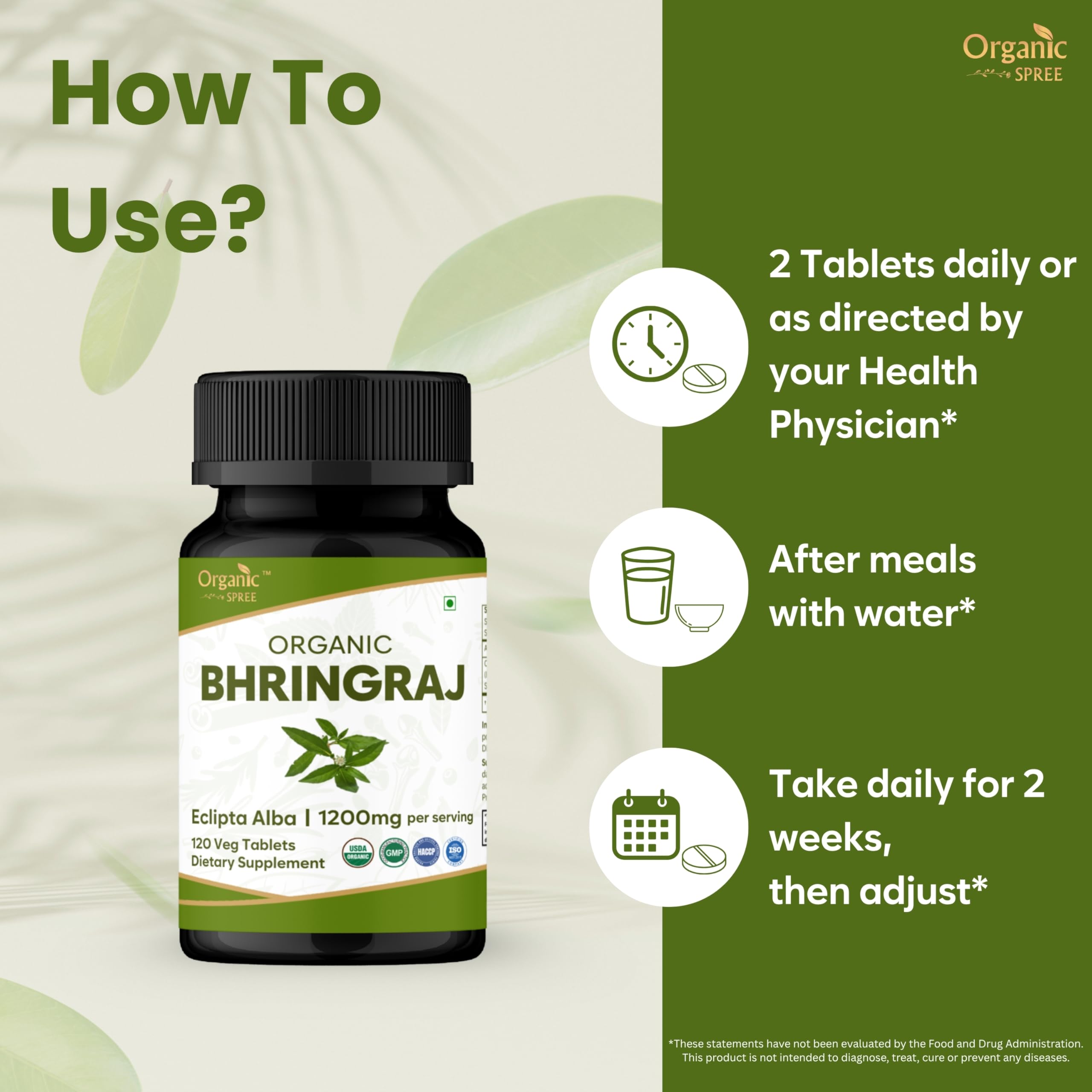 Organic Spree Bhringraj tablets closeup reveals tablet texture and consistency