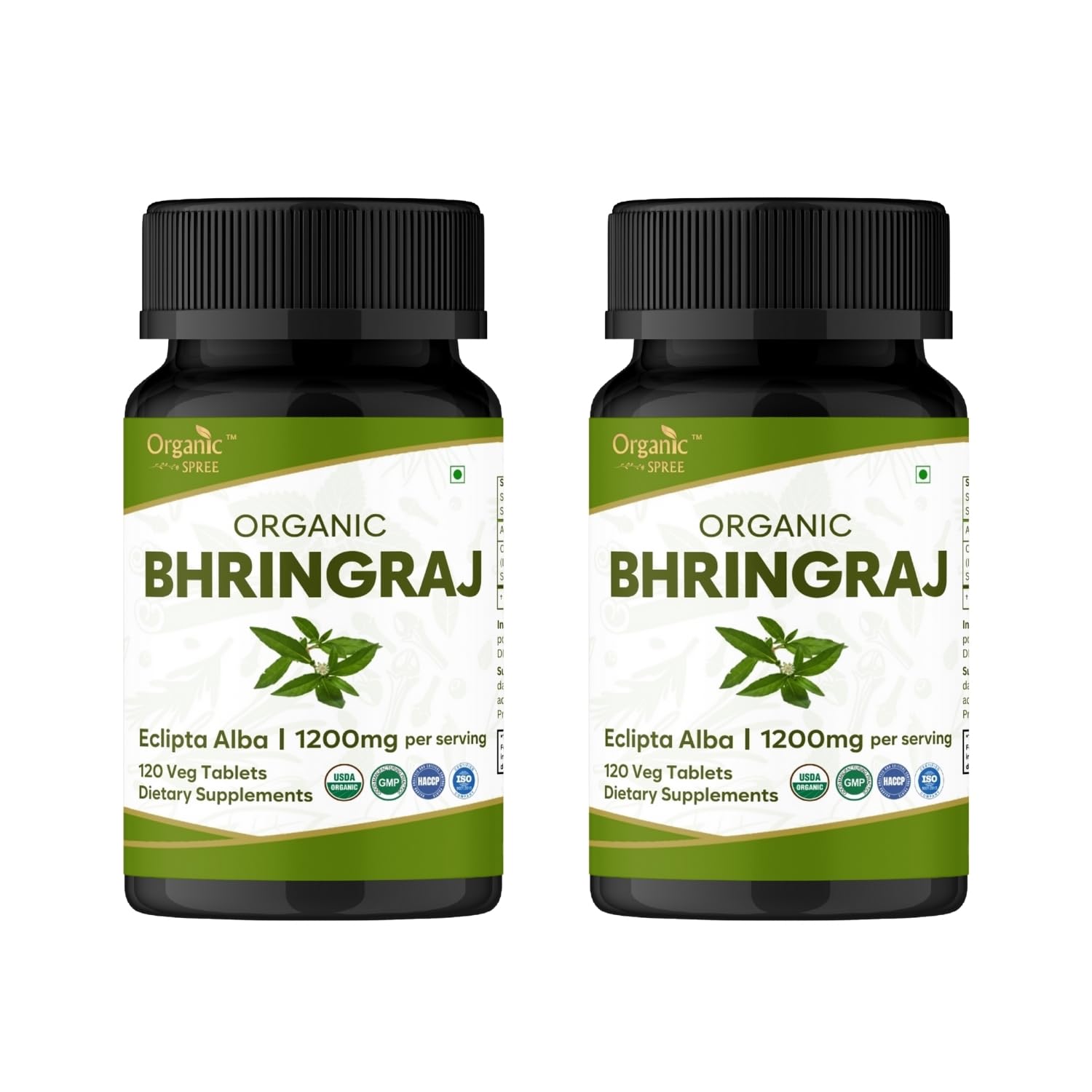 Organic Spree Bhringraj tablets pack supports hair health.