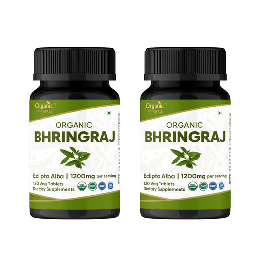 Organic Spree Bhringraj tablets pack supports hair health.