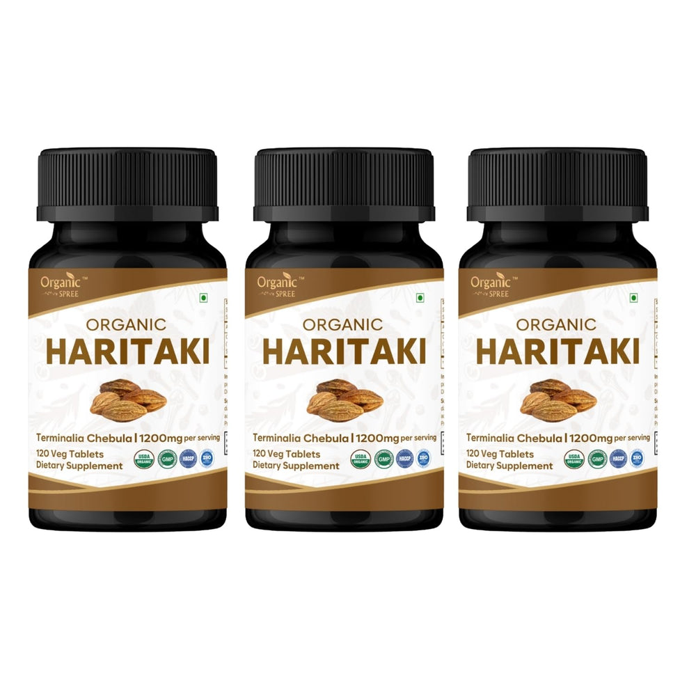 ORGANIC SPREE Haritaki tablets bottle front for daily use.