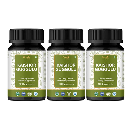 Organic Spree Kaishor Guggulu bottle front showing joint-supporting Ayurvedic formula