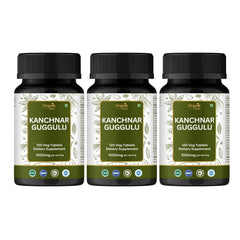 ORGANIC SPREE Kanchnar Guggulu bottle label highlights detox support potential.