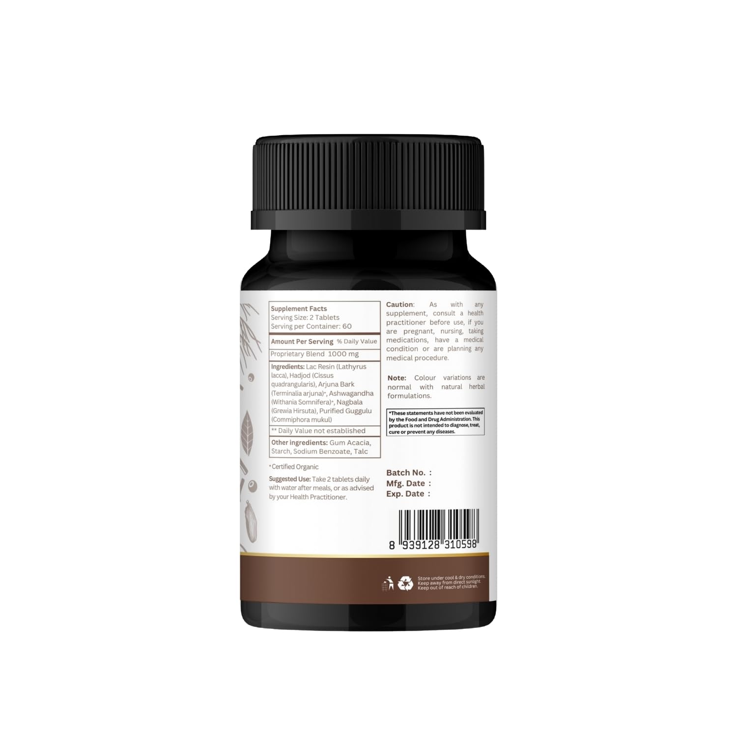 Vegetarian formulation label on Organic Spree Lakshadi Guggulu packaging.