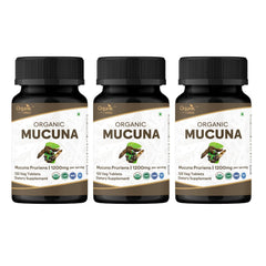 Organic Spree Mucuna tablets bottle close-up highlighting premium organic ingredients for daily wellness routines.