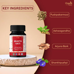 Organic Spree Mukta Vati bottle pour shows easy daily dosing for heart health