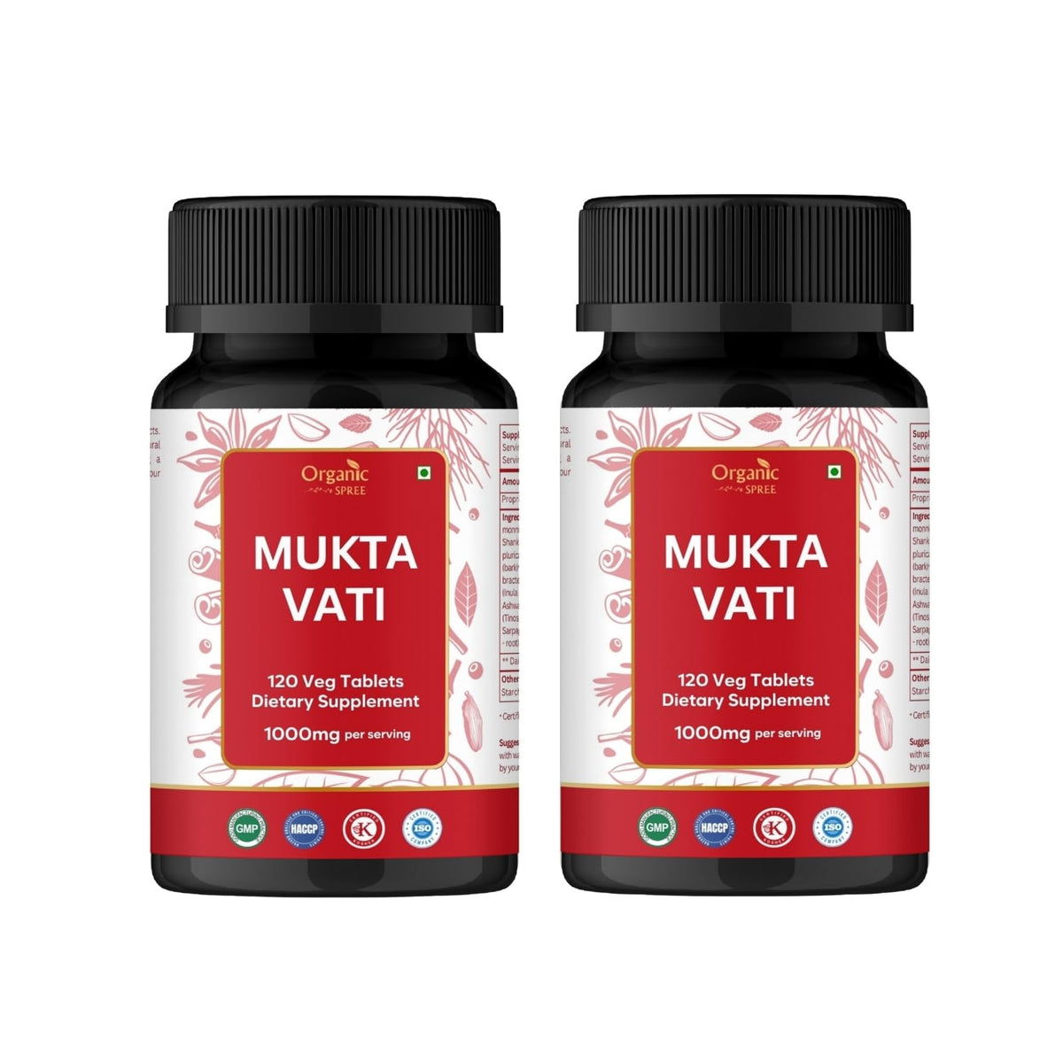 Organic Spree Mukta Vati bottle with tablets for heart health support