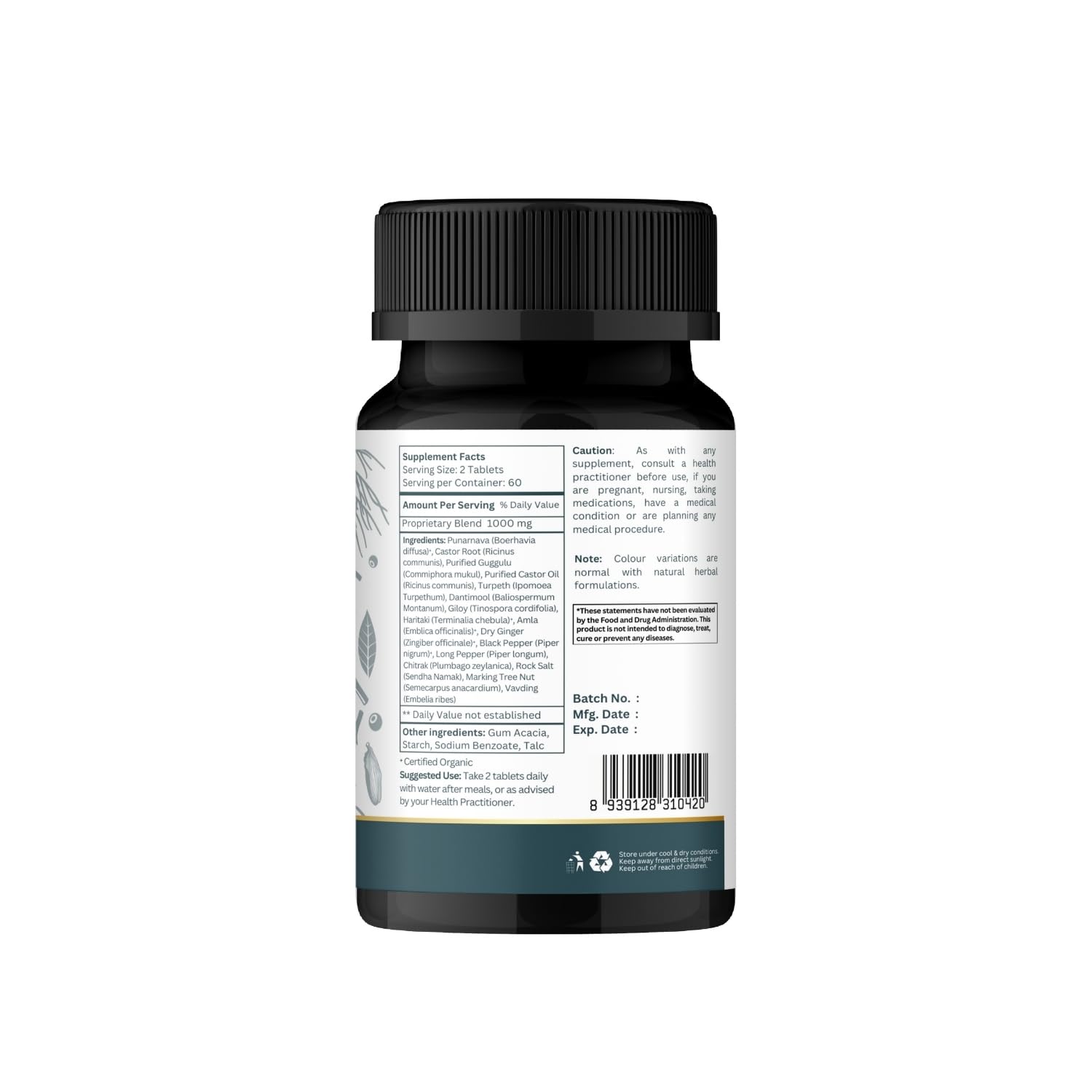 Organic Spree Punarnavadi Guggulu tablets in a journal setting for daily wellness.