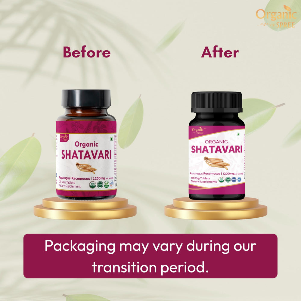 Organic Spree Shatavari tablets bottle closeup with label