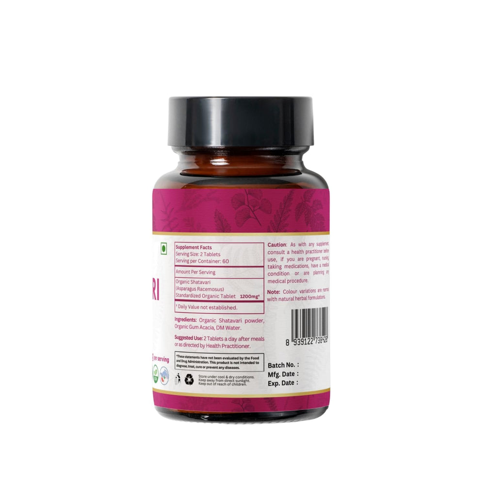 Organic Spree Shatavari tablets on kitchen counter