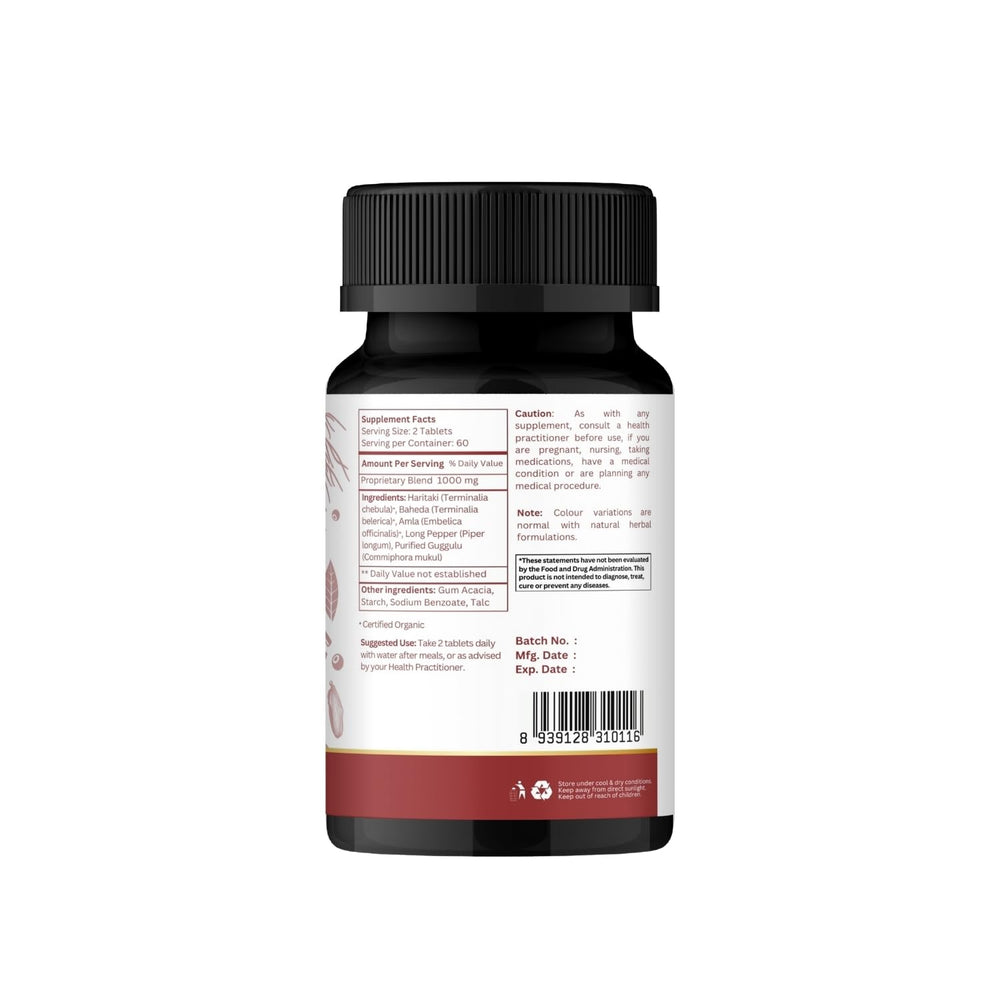 ORGANIC SPREE Triphala Guggulu GMP-certified facility indicating quality assurance