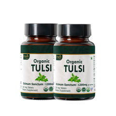 ORGANIC SPREE Tulsi bottle front showing 120 tablets for daily adaptogenic use