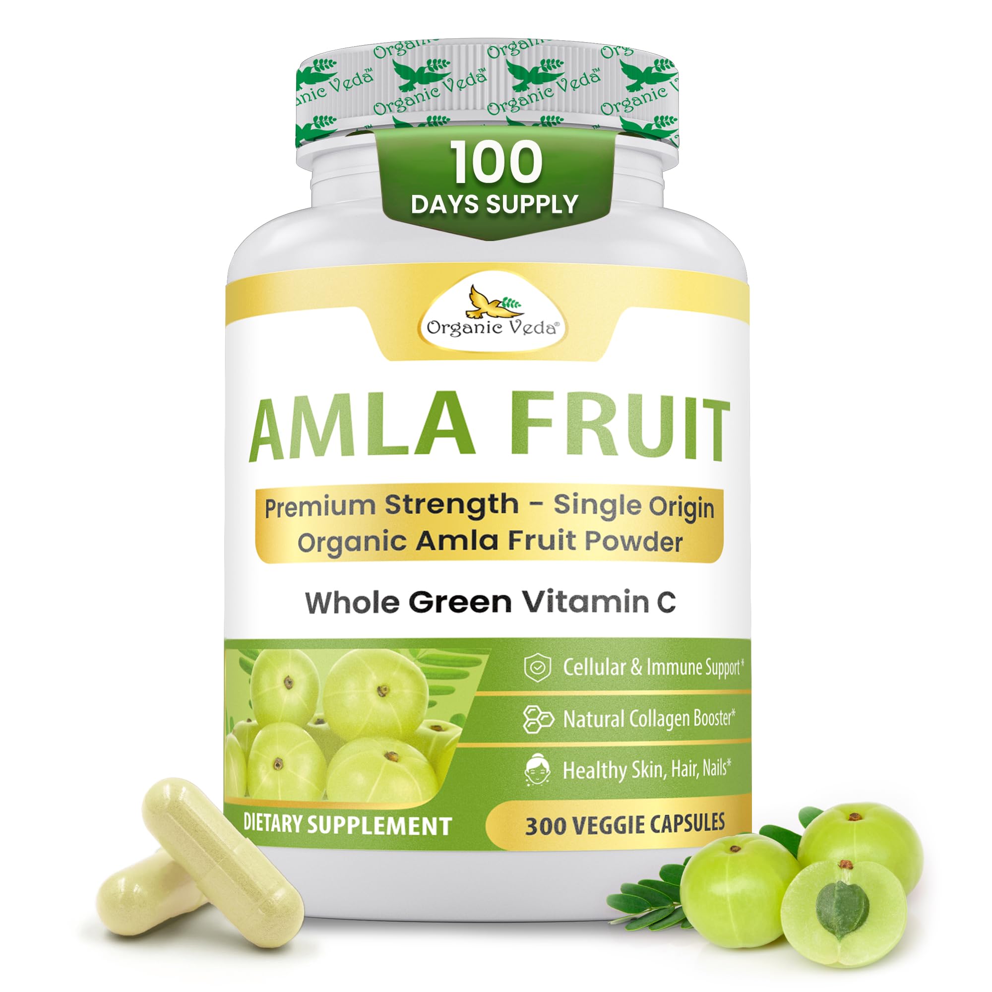 Organic Veda Amla capsules bottle ready for daily immune and skin support