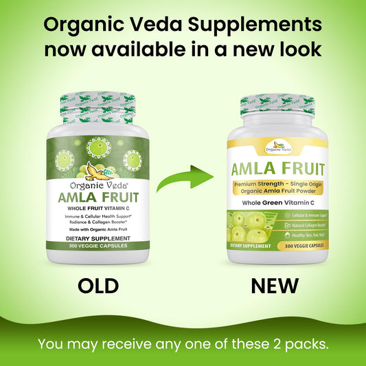 Organic Veda amla capsules closeup powder highlighting whole-fruit potency and nutrients