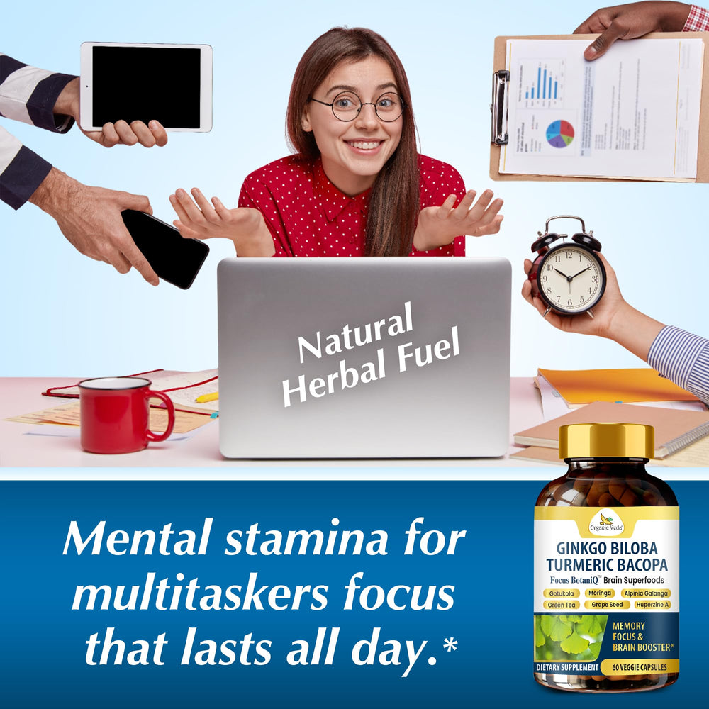 Organic Veda antioxidant ingredients photo suggesting brain protection support