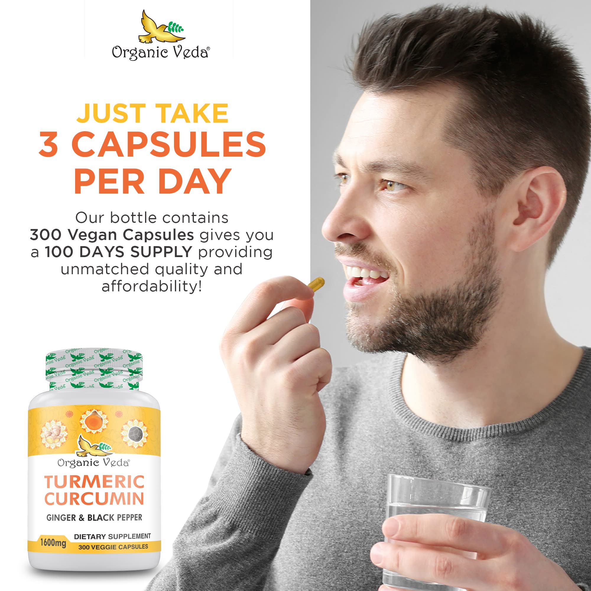 Organic Veda capsules close-up showing vegan veggie capsules