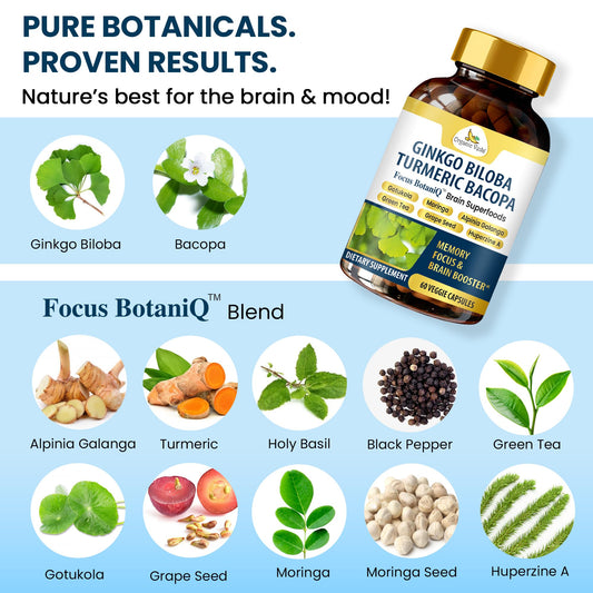 Organic Veda FocusBotaniQ capsules closeup for convenient daily cognitive support