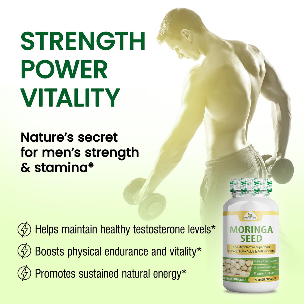 Organic Veda Moringa Bottle on kitchen counter, convenient daily habit