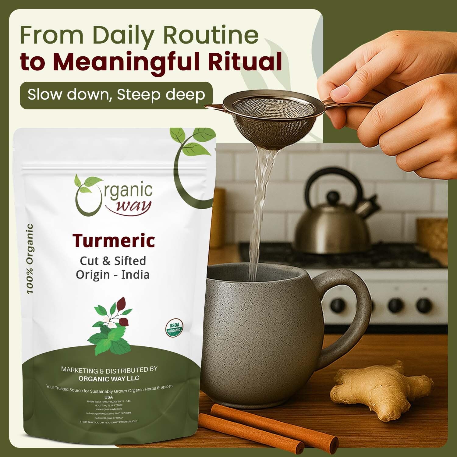 Organic Way turmeric for herbal teas and blends