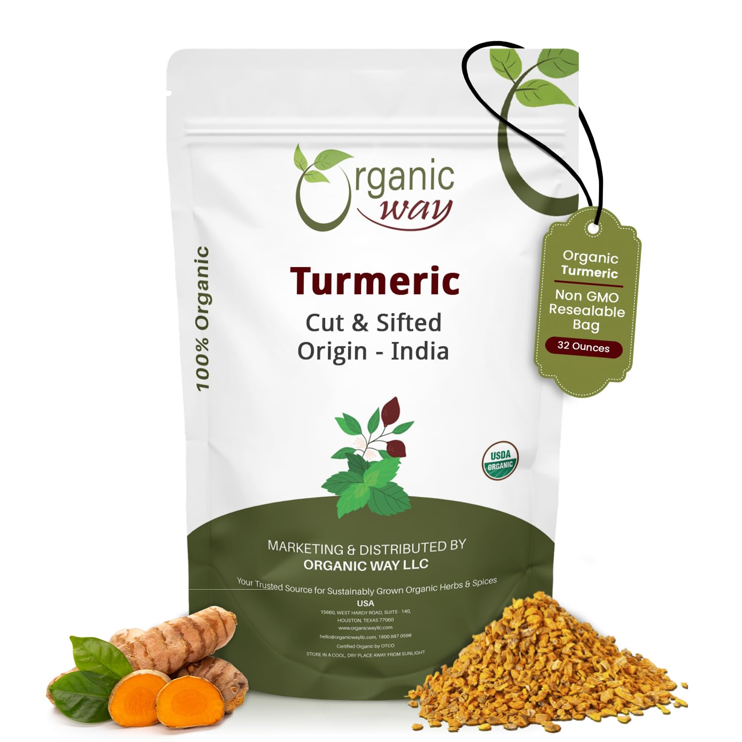 Organic Way turmeric root cut & sifted bundle with natural color for infusions