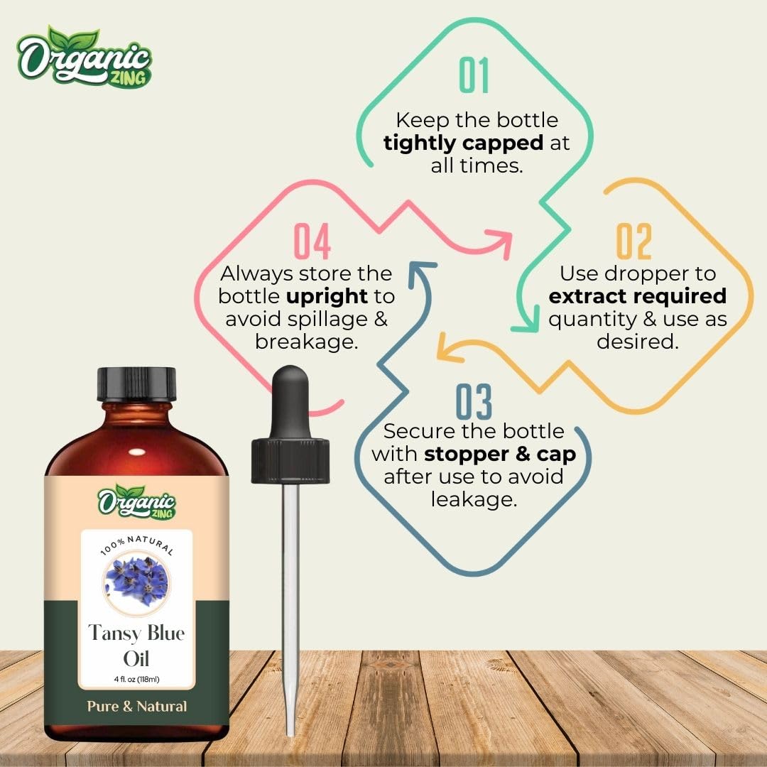 Organic Zing Tansy Blue Oil suitable for hair oils and treatments.