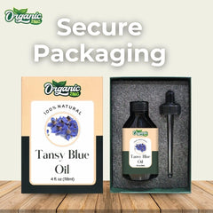 Organic Zing Tansy Blue Oil serum-mix concept for facial care.