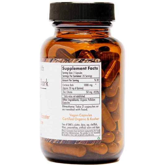 OrganicaHealth quinine capsules close-up suggesting daily leg support.