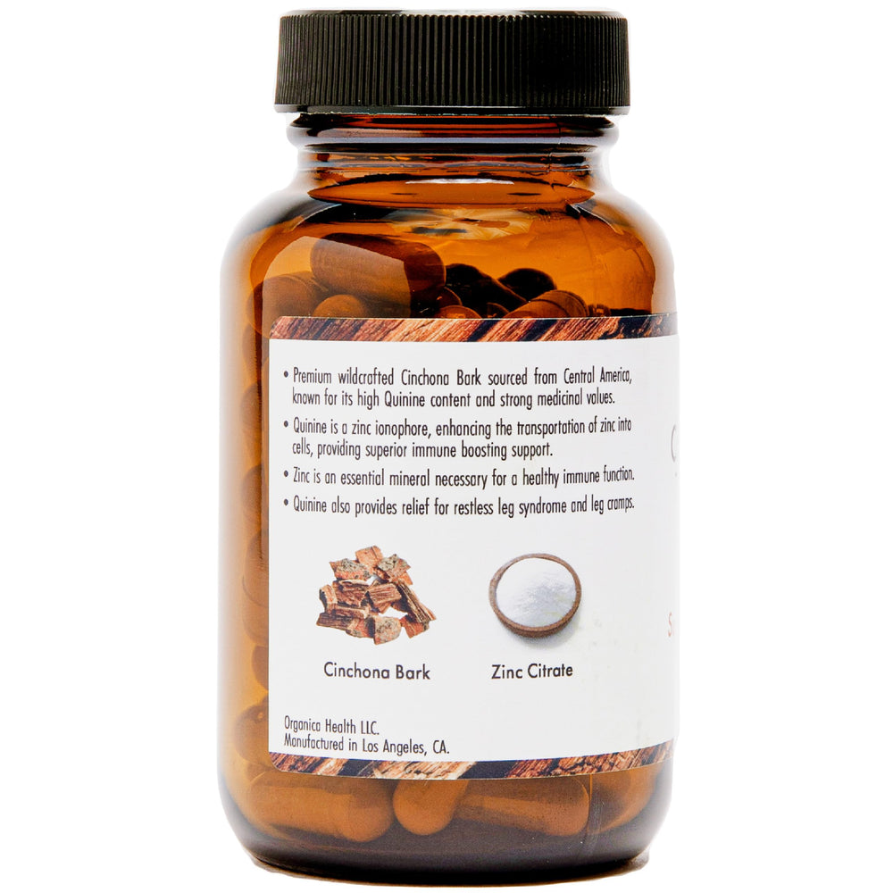 OrganicaHealth Quinine with Zinc packaging highlighting immune and muscle health.
