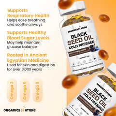 Organics Nature cold-pressed process badge beside bottle signaling purity.