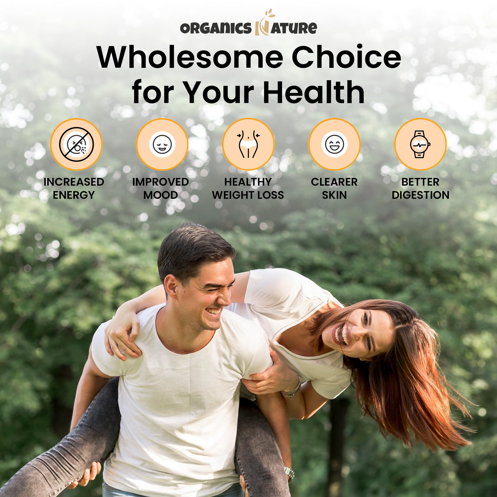 Organics Nature immune-support bottle emphasizing daily wellness with capsules.